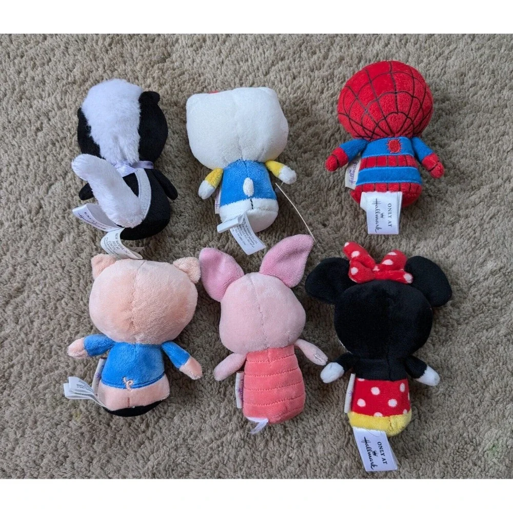 Hallmark Itty Bittys Lot of 6 Spiderman Hello‎ Kitty Minnie Mouse Porky Pig +